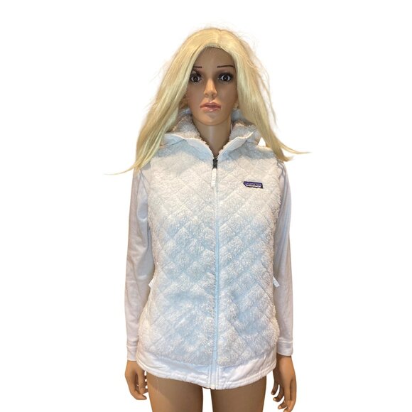 PATAGONIA Women's S Los Gatos Reversible Hooded Fleece Vest White - Picture 4 of 17